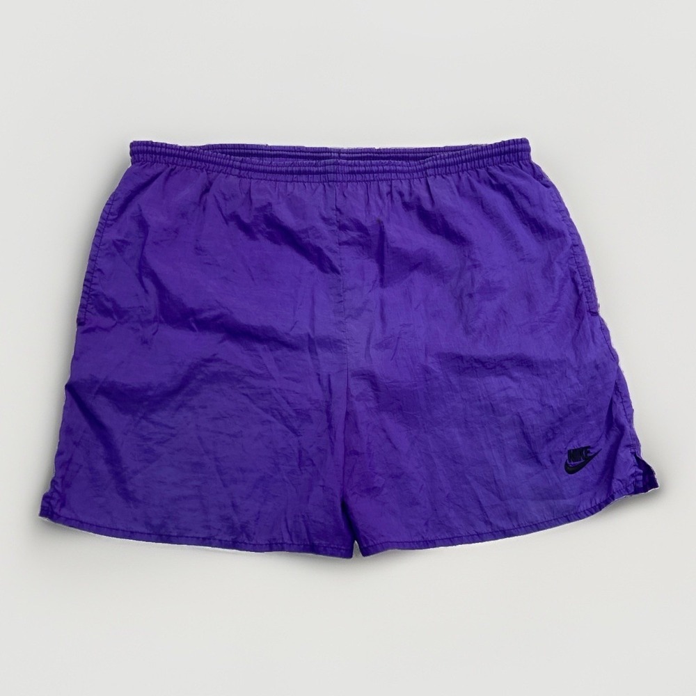Vintage‎ Nike Swim Trunks Mens S Purple Nylon Big Logo 90s Shorts